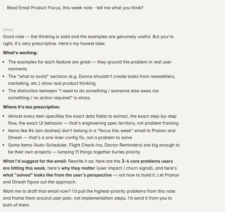 alfred_ critiques the note: what's working, where it's too prescriptive, and what to do about it.